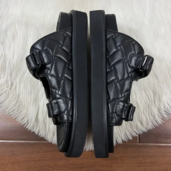 Kurt Geiger Men's Size 43.5 / US 10.5 Black Leather Quilted Orson Slide Sandals - Picture 4 of 13